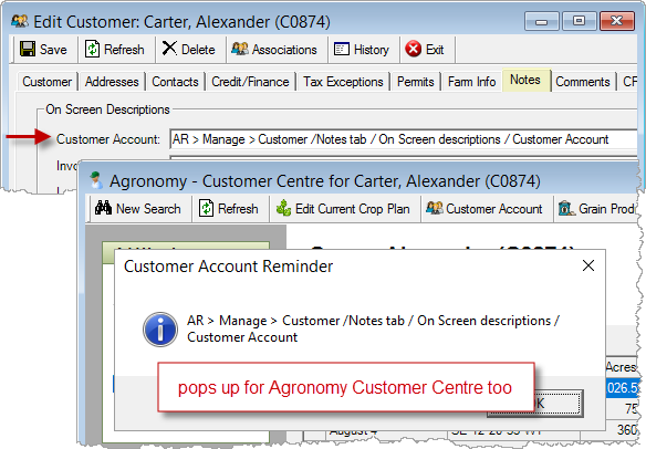 screenshot of Agronomy Customer Centre
