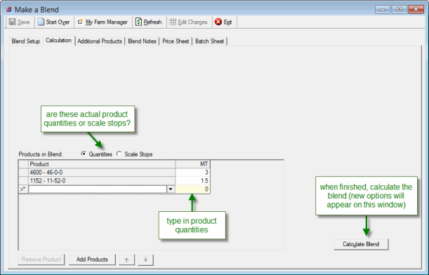 enter product quantities