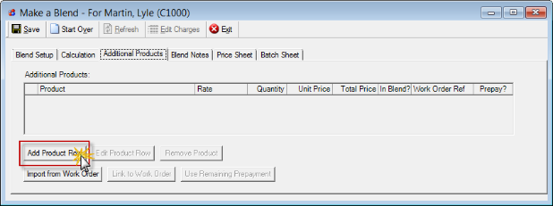 click Add Product Row