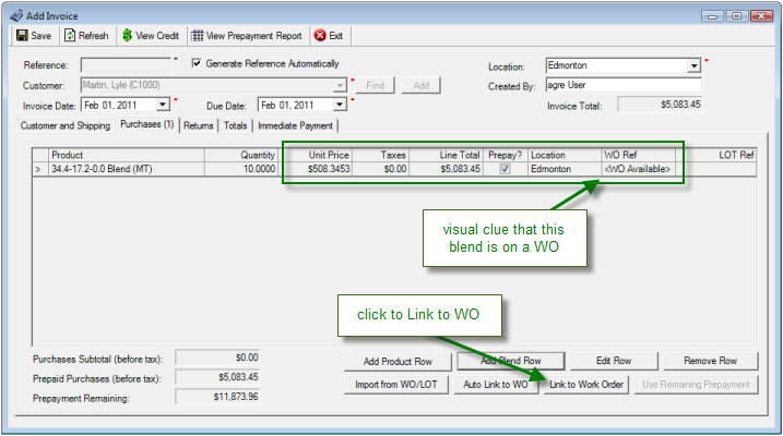click Auto Link to work order