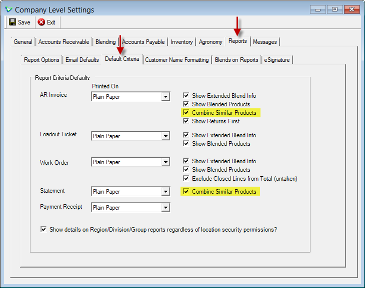 Company Config Options: Reports: Default Criteria Company Config Options: Reports: Default Criteria
