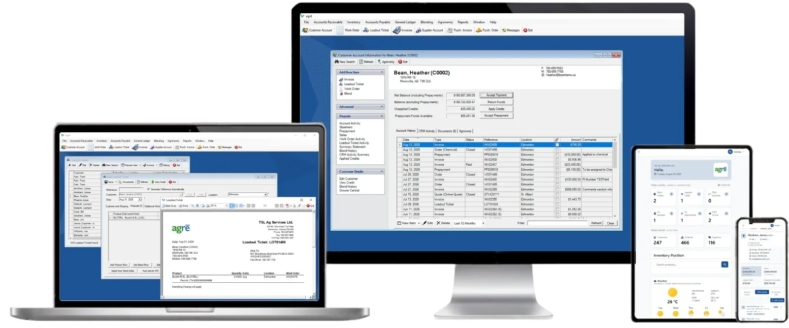 agrē Operations Suite running on desktop, laptop, tablet and phone