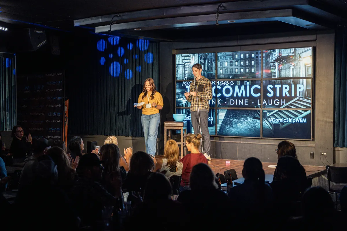 Hosts on stage at The Comic Strip