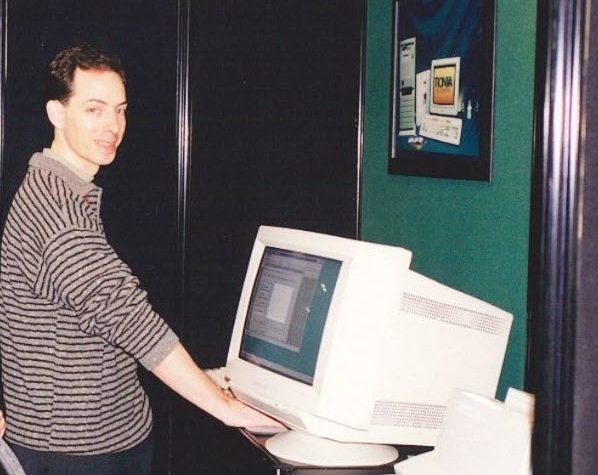 Ron Laird at computer, early 1990s