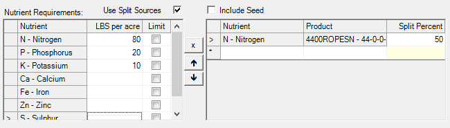 agrē iBlend split nutrient sources screen