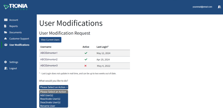 My Account Hosted User Administration