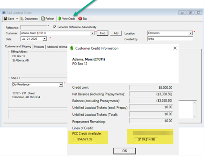 Third-Party Credit Import detail view
