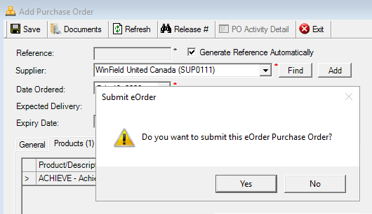 B2B eOrder confirmation detail